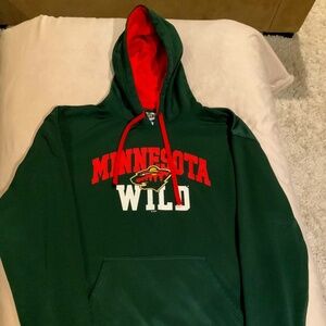 NHL Green L Hooded Minnesota Wild Sweatshirt Hockey Sporty Active Gym